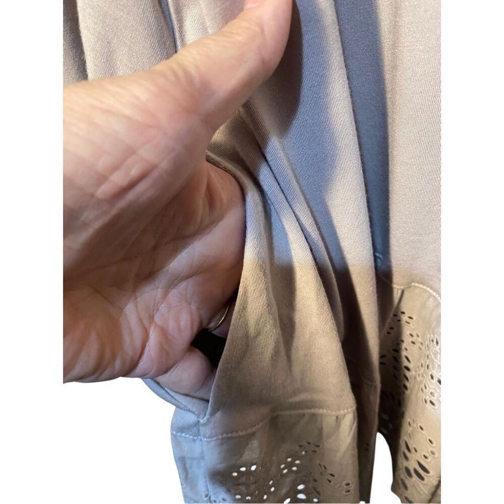 Logo by Lori Goldstein lace crochet, taupe tunic top s/small - Picture 4 of 6